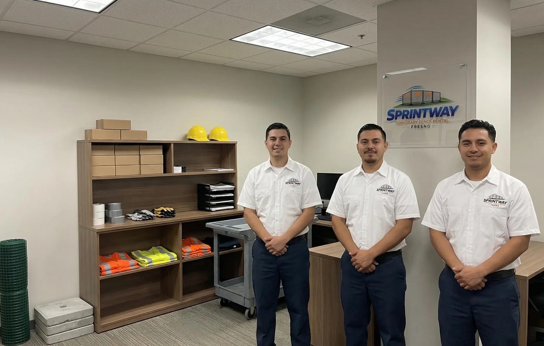 Sprintway Temporary Fence Rental Fresno professional team in uniform ready to serve